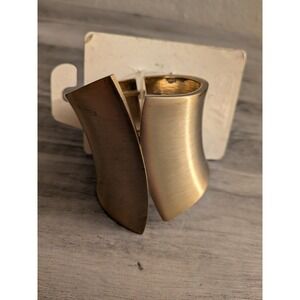 C1946 Gold Tone Wide Brushed Cuff Bracelet Sculptural Hinged